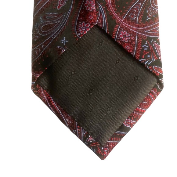 Men's 100% Silk Necktie By Bruno Piattelli Paisley Floral Fancy Wine Gray NWT - Picture 3 of 6